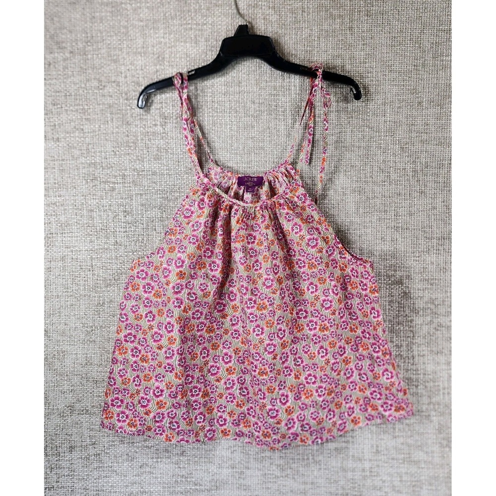 J.Crew Liberty Fabrics London Ellie Floral Tank Top Womens M Pink Tie Straps EUC